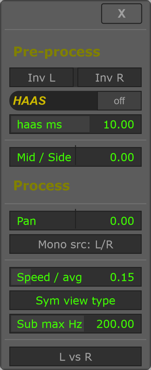 Correlator options.