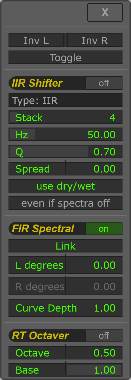 Phase options, with the IIR filter type selected.