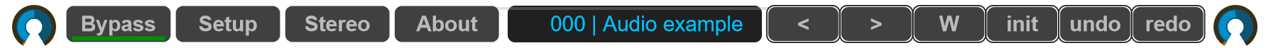 Program toolbar, input/output controls and global settings.